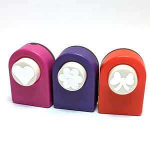 Emagination Craft Art DIY Scrapbook Cute Paper Punch Lot Of 3 Heart, Flower, Bow